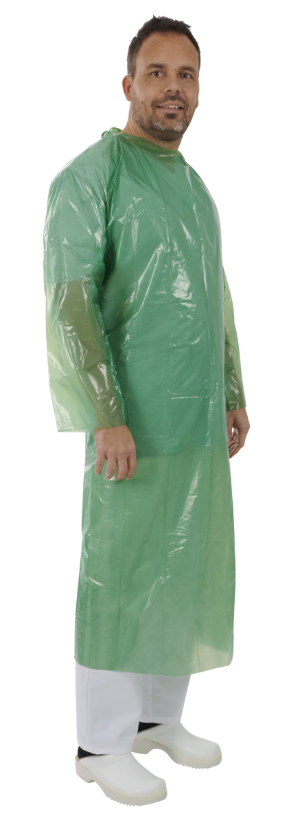 KRUTEX disposable coat green, non-sterile, 25/pk