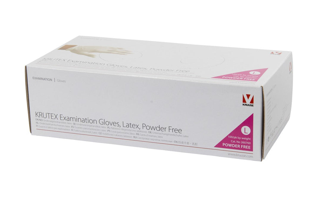 KRUTEX examination gloves, Latex powder free, medium, 100/pk