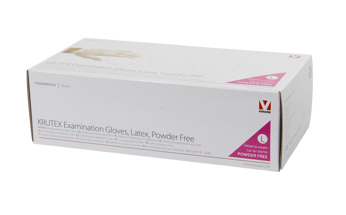 KRUTEX examination gloves, Latex powder free, medium, 100/pk
