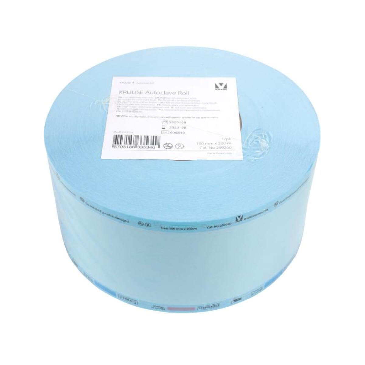 KRUUSE Autoclave Roll, 250 mm x 200 m, 1/pk