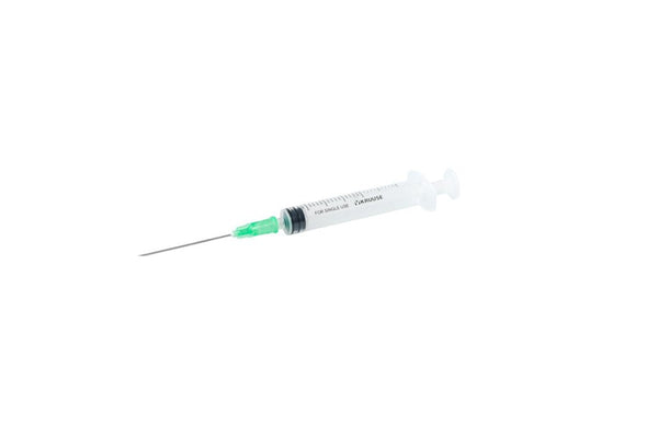 KRUUSE Disp. Syringe with Fixed Needle, 3-comp., 5 ml, 22G x 1 1/4