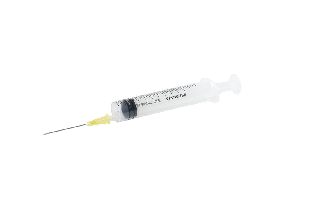 KRUUSE Disp. Syringe with Needle, 3-comp., 10-12 ml, 20G x 1 1/2 100/pk