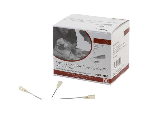 KRUUSE Disposable Needle 1.1x40mm 19Gx1 1/2", White 100/pk