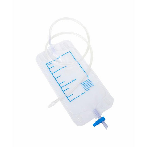 KRUUSE Urine bags, 750 ml, adapter for Foley Catheters, 10/pk