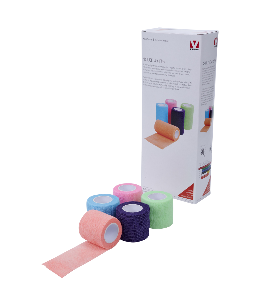 KRUUSE Vet-Flex 5 cm x 4.5 m, assorted, 10/pk
