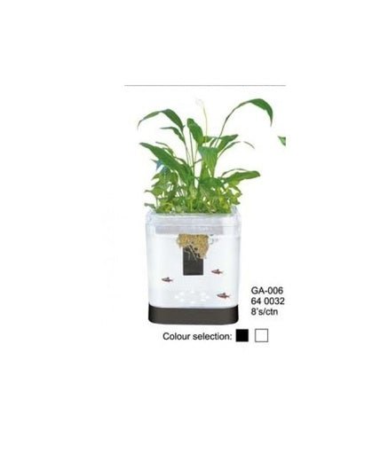 KW Zone Dolphin Aquaphonic Aquarium 5.6L - 21.5cmX15cmX25.5cm[white/Black] - Shopivet.com