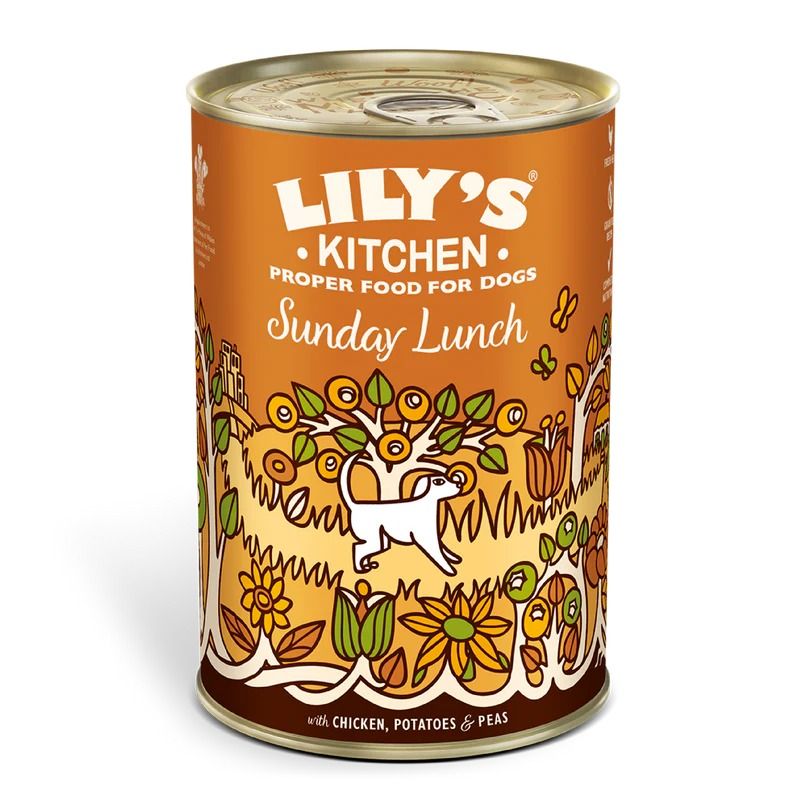 Lily's Kitchen Sunday Lunch with Chicken Potato and Peas Wet Dog Food 400g Tin - 400g - Shopivet.com