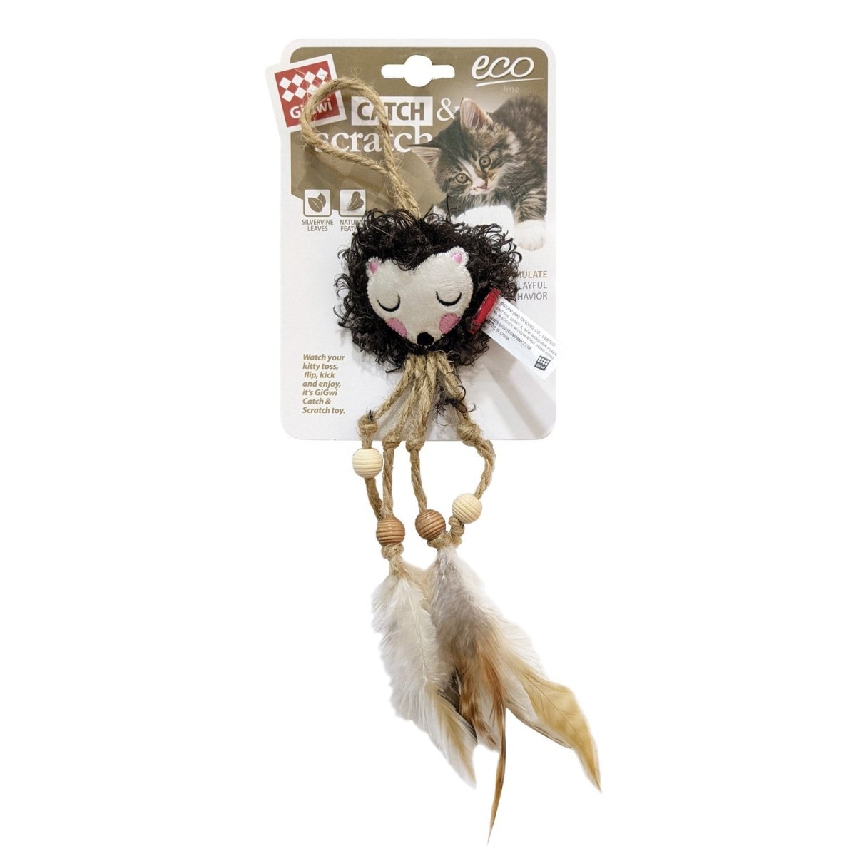 Lion Catch & Scratch Eco line with Slivervine Leaves and Natural Feather - Shopivet.com