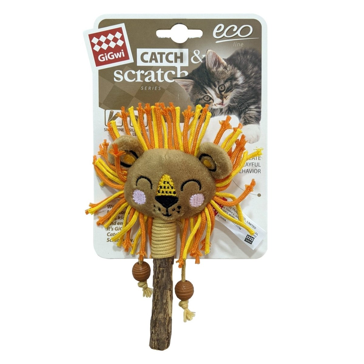 Lion Catch & Scratch Eco line with Slivervine Leaves and Stick - Shopivet.com