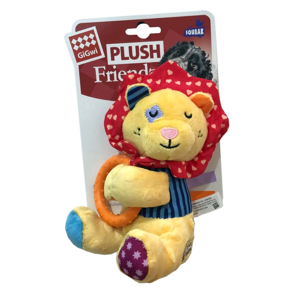 Lion Plush Friendz with Squeaker & TPR Ring - Shopivet.com