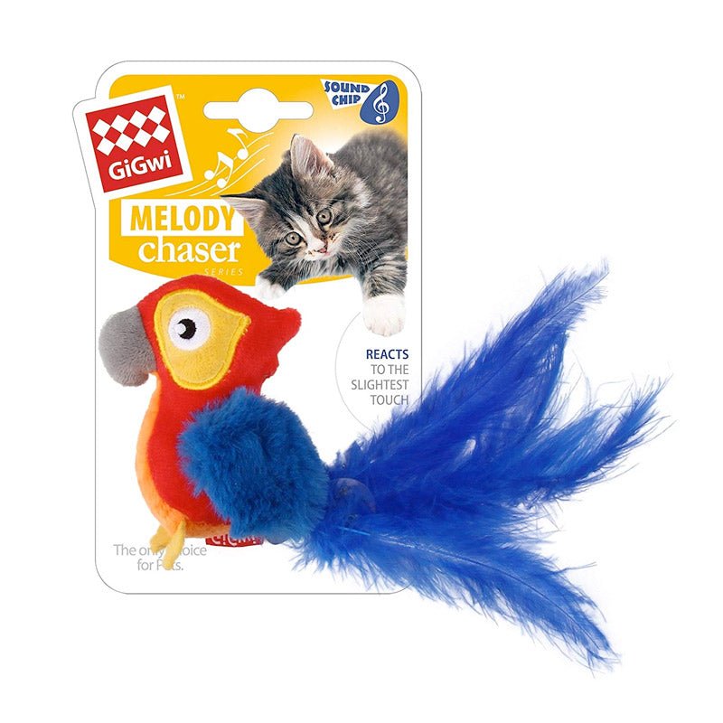 Melody Chaser (Red Parrot) with motion Activated Sound Chip - Shopivet.com