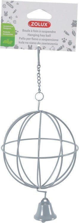 METALLIC HANGING HAY BALL BEIGE 10cm dia. - Shopivet.com