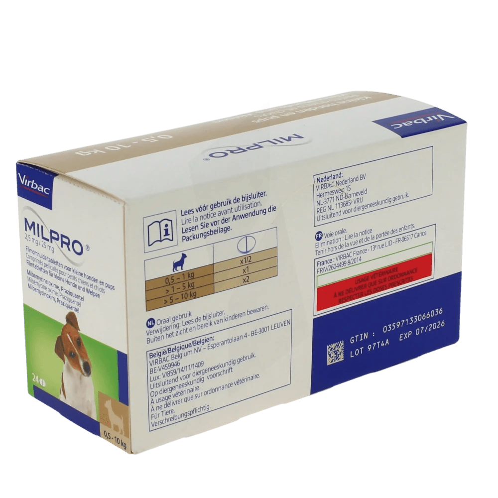 Milpro Dewormer for small dogs and puppies 0.5 - 10 kg 1 tablet - Shopivet.com