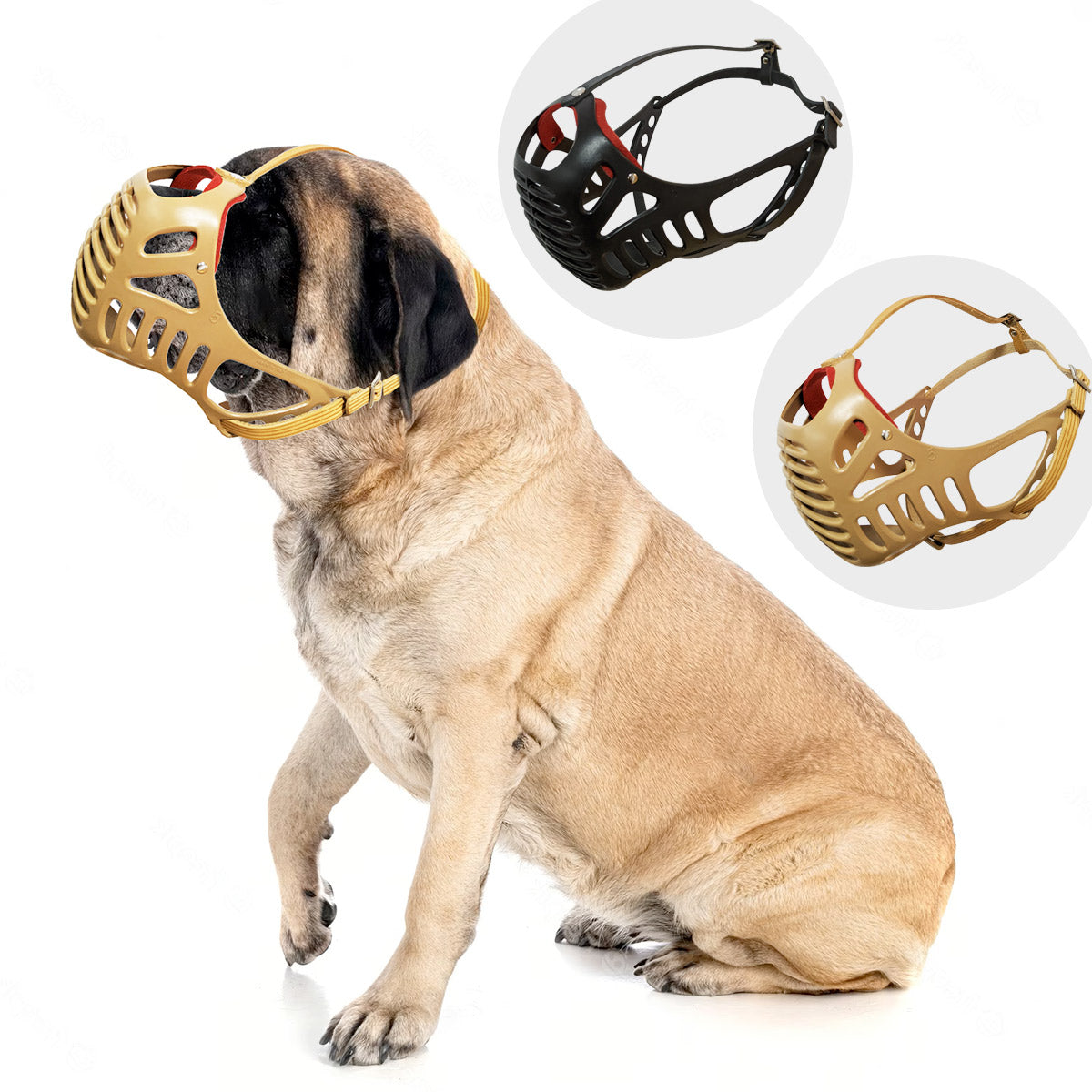 Dog Fever Molossian Muzzle with Leather Strap - Size 5 - brown