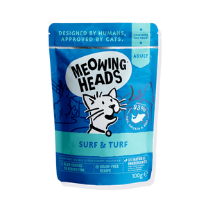 Meowing Heads Surf & Turf Fish, Chicken & Beef Adult Wet Cat Food 100g - 100g