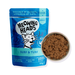 Meowing Heads Surf & Turf Fish, Chicken & Beef Adult Wet Cat Food 100g - 100g
