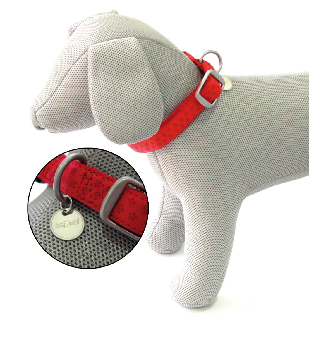 Mylord Leatherette Adjustable Dog Collar 48-70 x 2.5 cm, Red