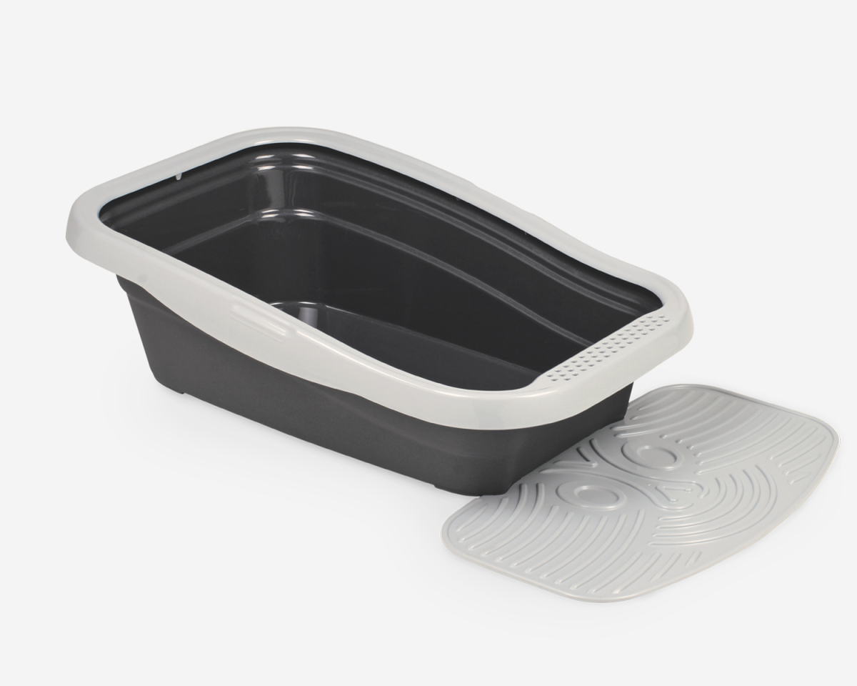 Nella Kit Cat Litter Tray with Mat - 80 x 36.5 x 18 cm/Grey