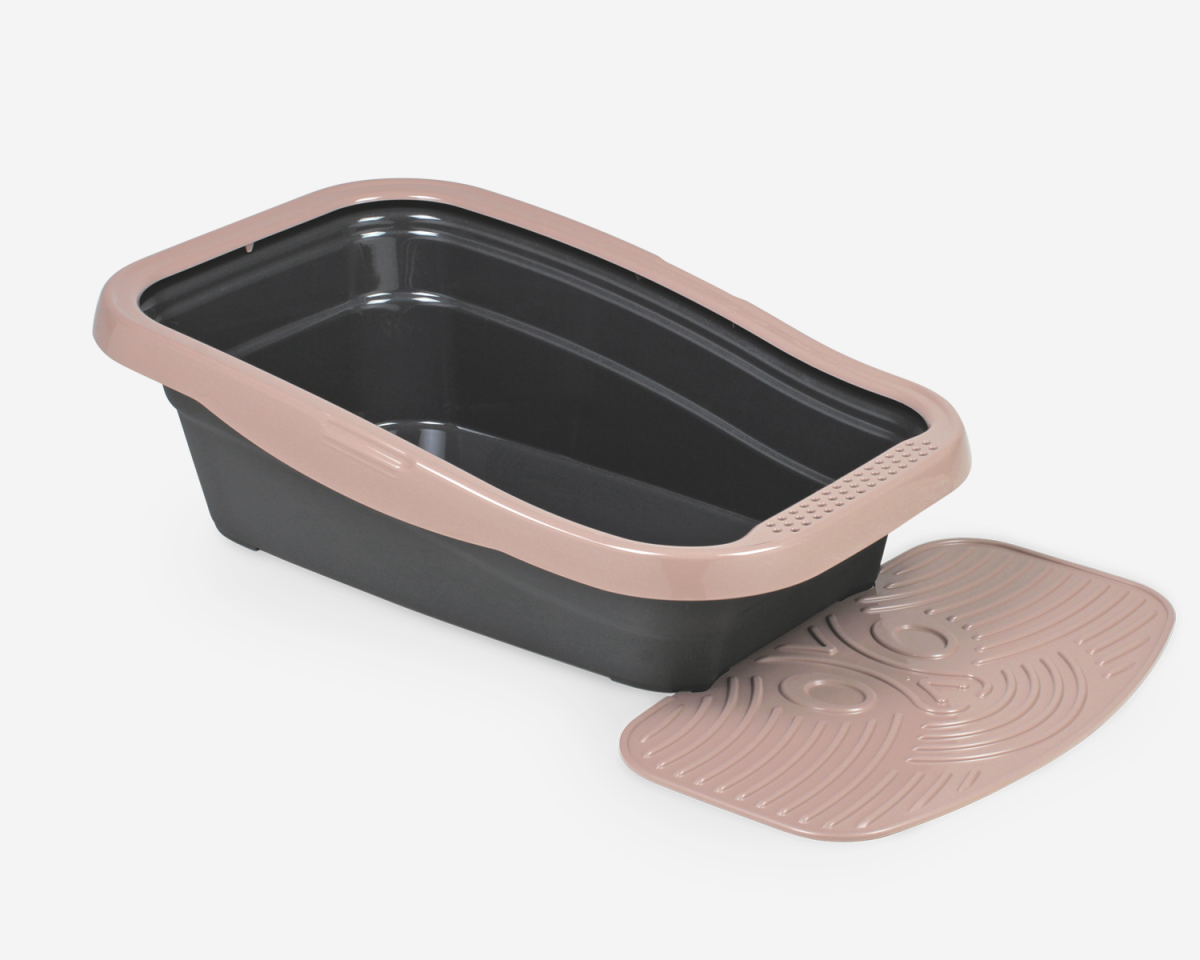 Nella Kit Cat Litter Tray with Mat - 80 x 36.5 x 18 cm/Rose
