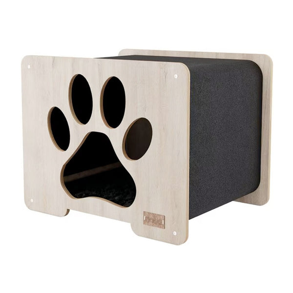 Noba Origin Hut Hideout Paw Print - black - Shopivet.com