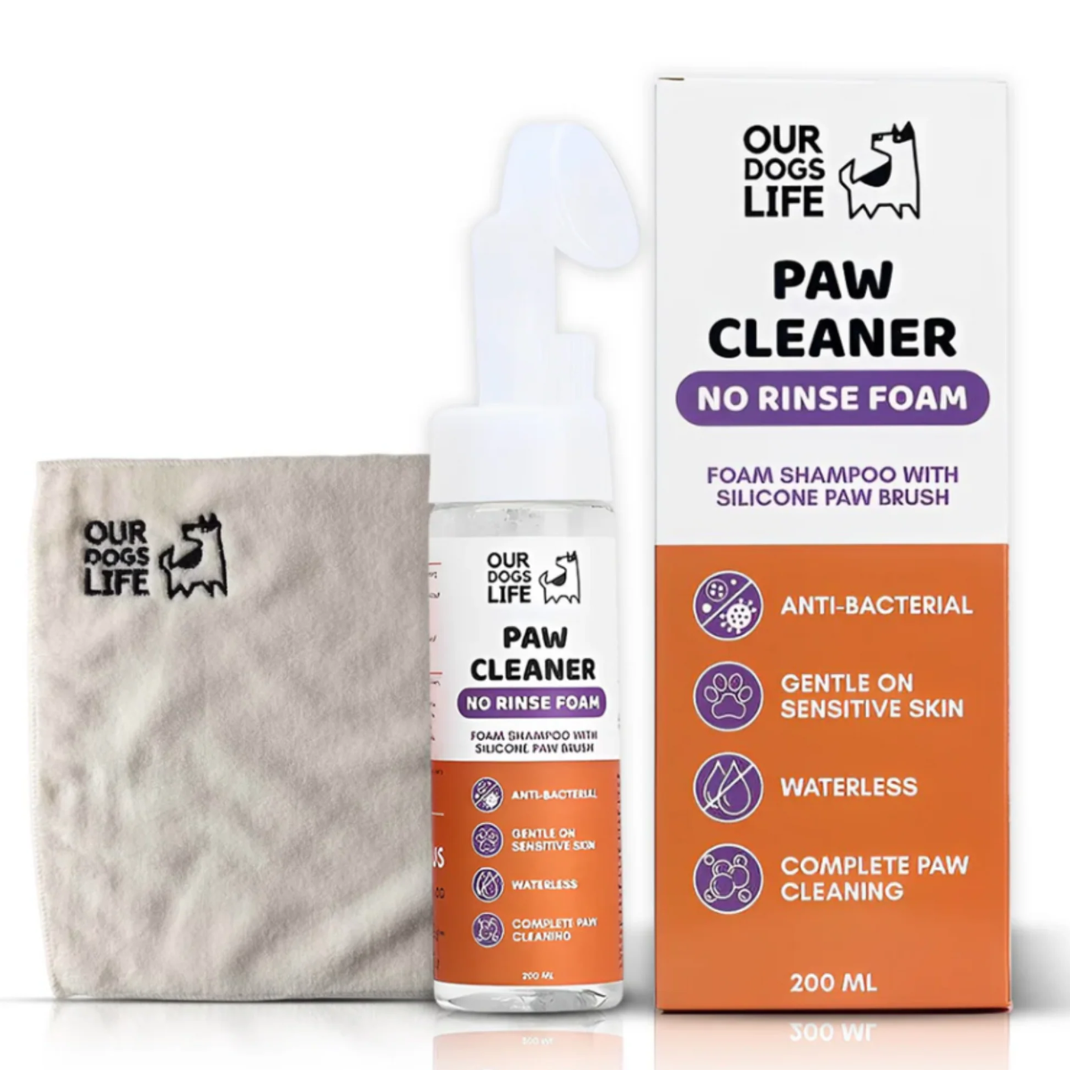 Dogslife Paw Cleaner Foam Shampoo with Brush & Towel 200ml - 200ML