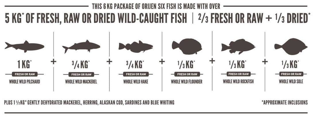 Orijen Six Fish Dry Dog Food - 6KG - Shopivet.com