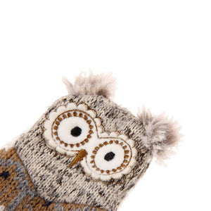 Owl “Plush Friendz” Grey/Brown with refillable squeaker - Shopivet.com