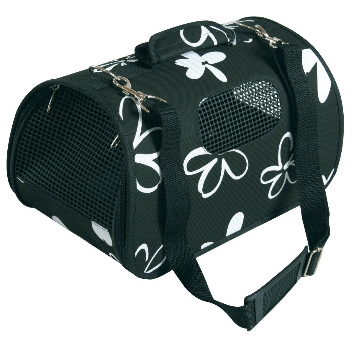 PET CARRIER FLOWER BLACK LARGE
