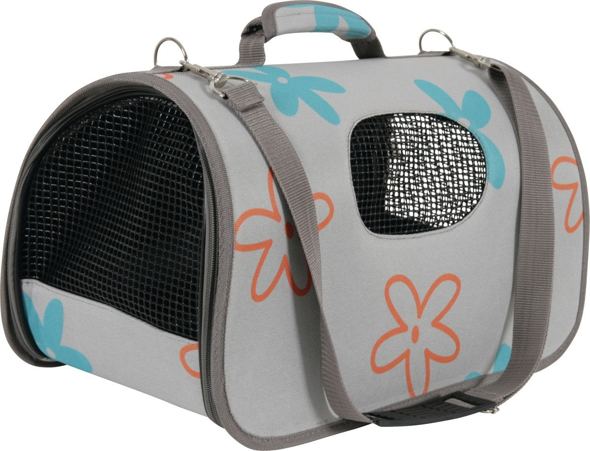 PET CARRIER FLOWER GREY MEDIUM