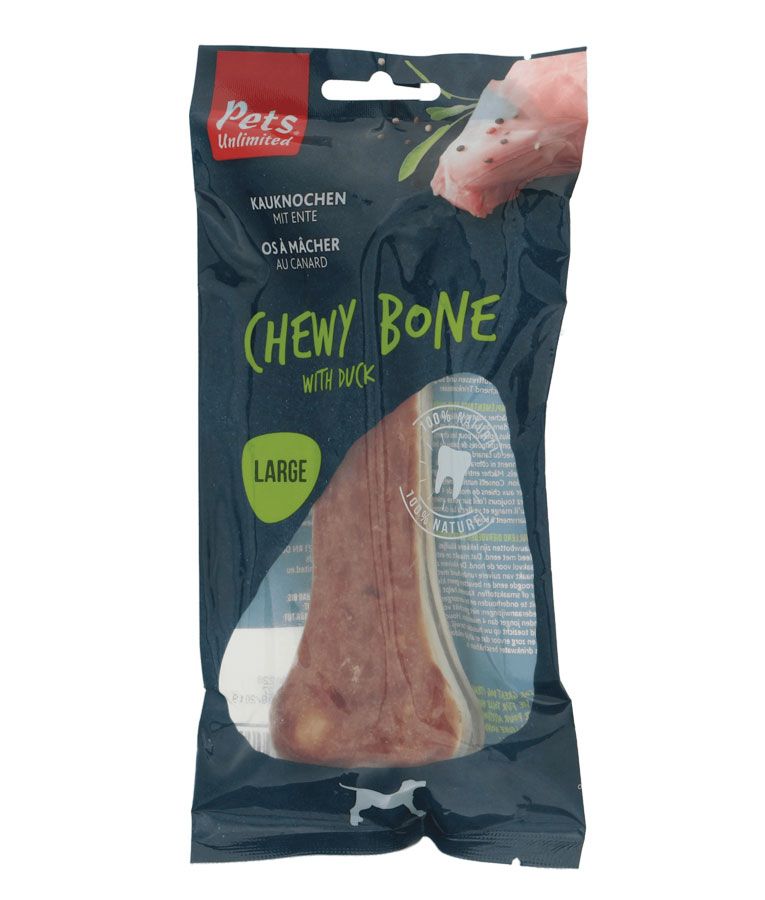 Pets Unlimited Chewy Bone with Duck Large Dog Treats 90g - Shopivet.com