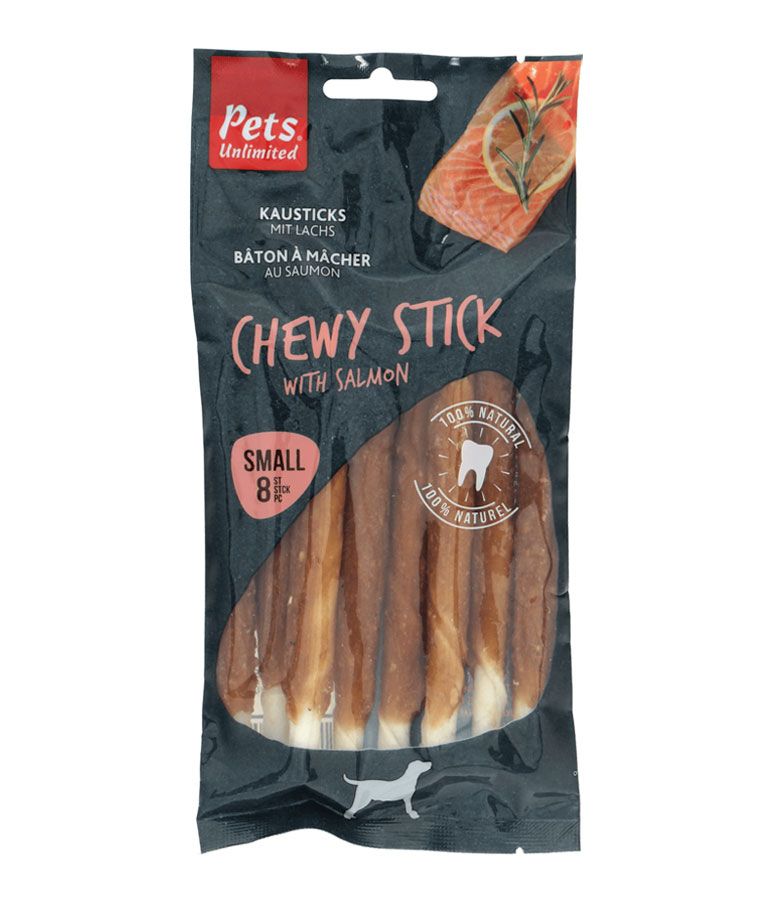 Pets Unlimited Chewy Stick with Salmon Small Dog Treats 8pcs - Shopivet.com
