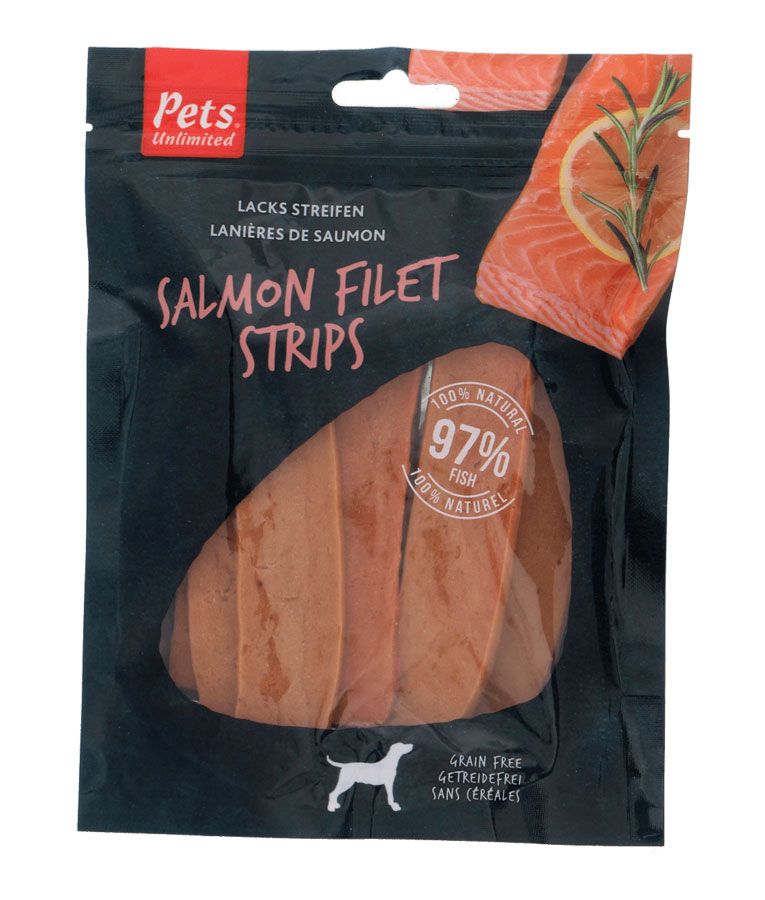 Pets Unlimited Salmon Filet Strips Large Dog Treats 150g - 150g - Shopivet.com