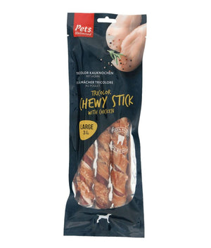 Pets Unlimited Tricolor Chewy Stick with Chicken Large Dog Treats 3pcs - Shopivet.com
