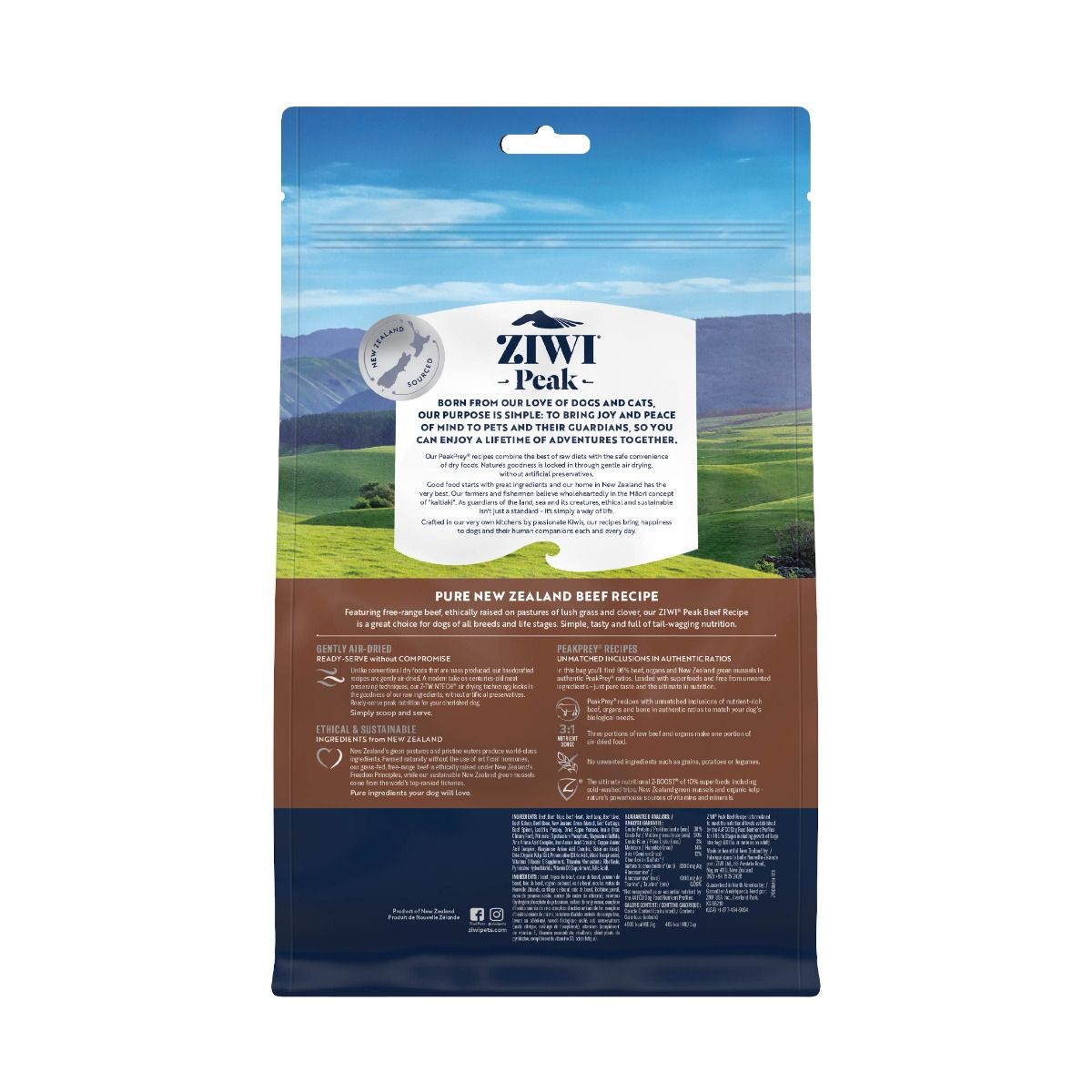 ZIWI Peak Air-Dried Beef Recipe Dry Dog Food - 2.5KG