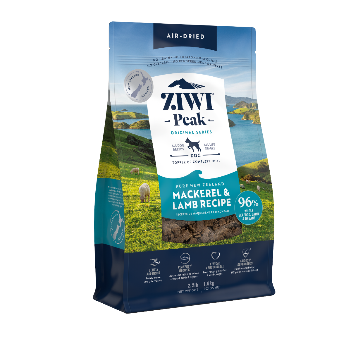 ZIWI Peak Air-Dried Mackerel & Lamb Recipe Dry Dog Food - 4kg