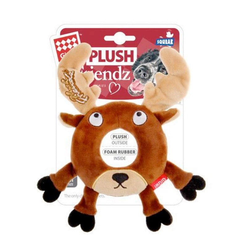 Plush Friendz Deer with Foam Rubber Ring and Squeaker - Shopivet.com