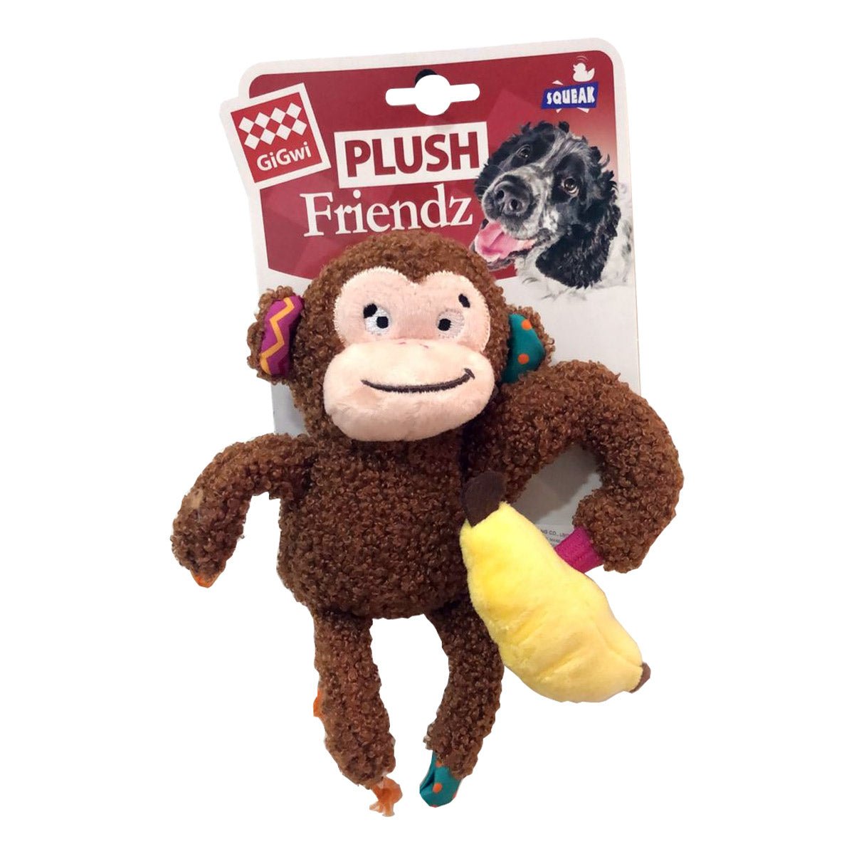 Plush Friendz Monkey with Squeaker and Crinkle S/M - Shopivet.com