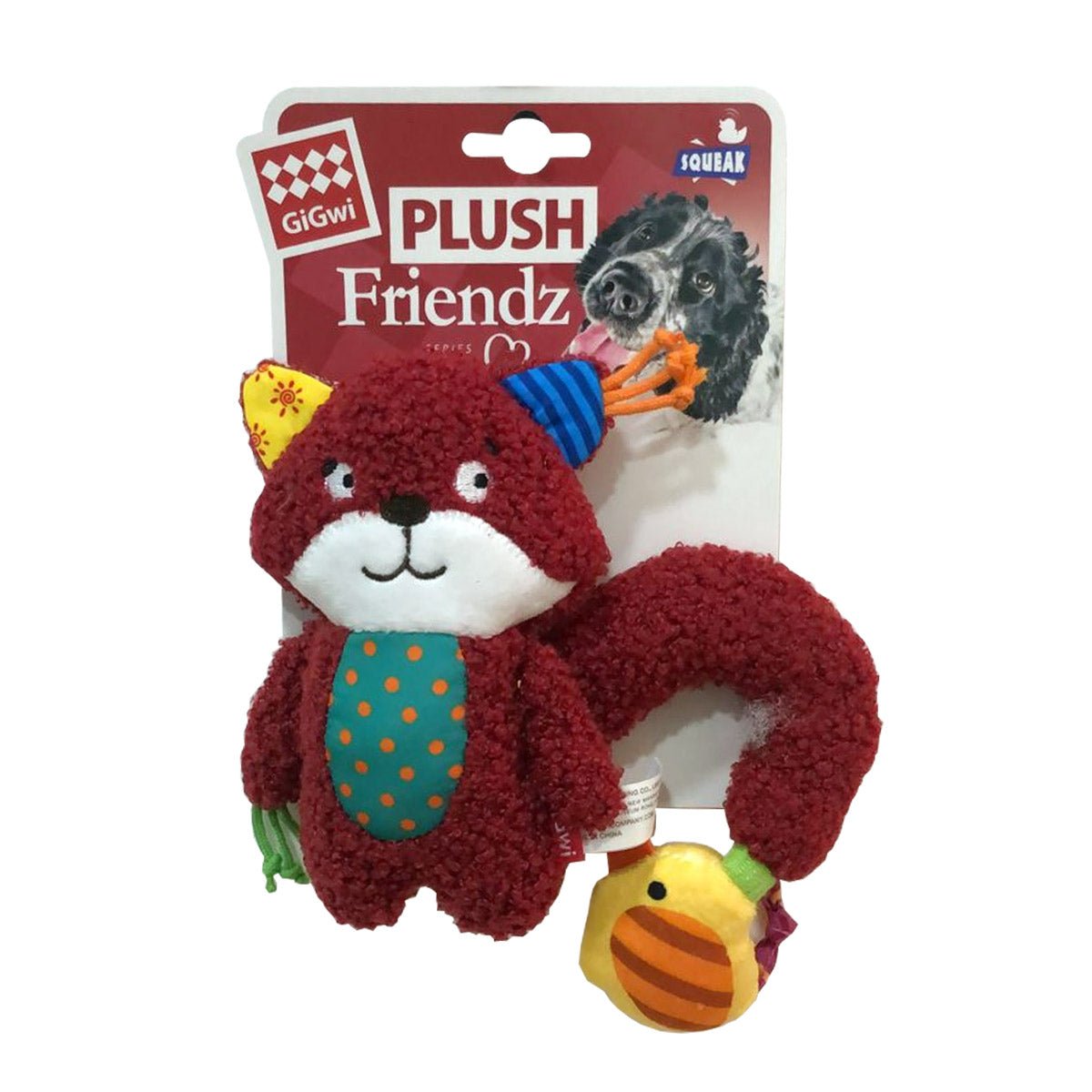 Plush Friendz Squirrel with Squeaker and Crinkle S/M - Shopivet.com