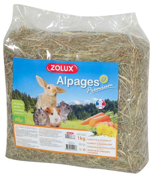 PREMIUM ALPINE HAY WITH CARROT & DANDELION 1 KG - Shopivet.com