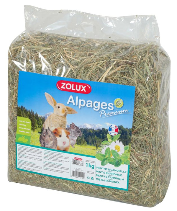 PREMIUM ALPINE HAY WITH MINT & CHAMOMILE 1 KG - Shopivet.com