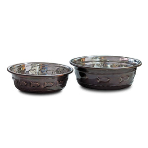 Premium Bowl Fish Embossed – Antique Copper - 530 ML - Shopivet.com