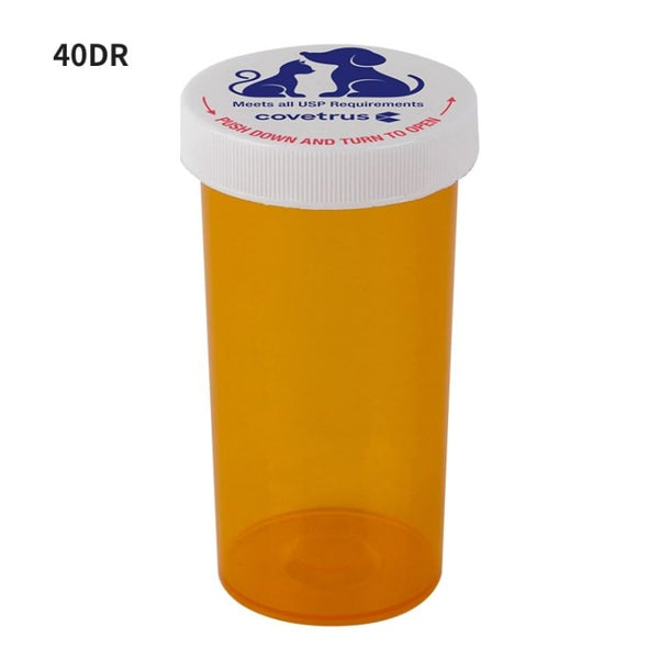 Prescription vial with screw cap, amber, 160ml, child resistant, 40dr, 200 pcs - Shopivet.com