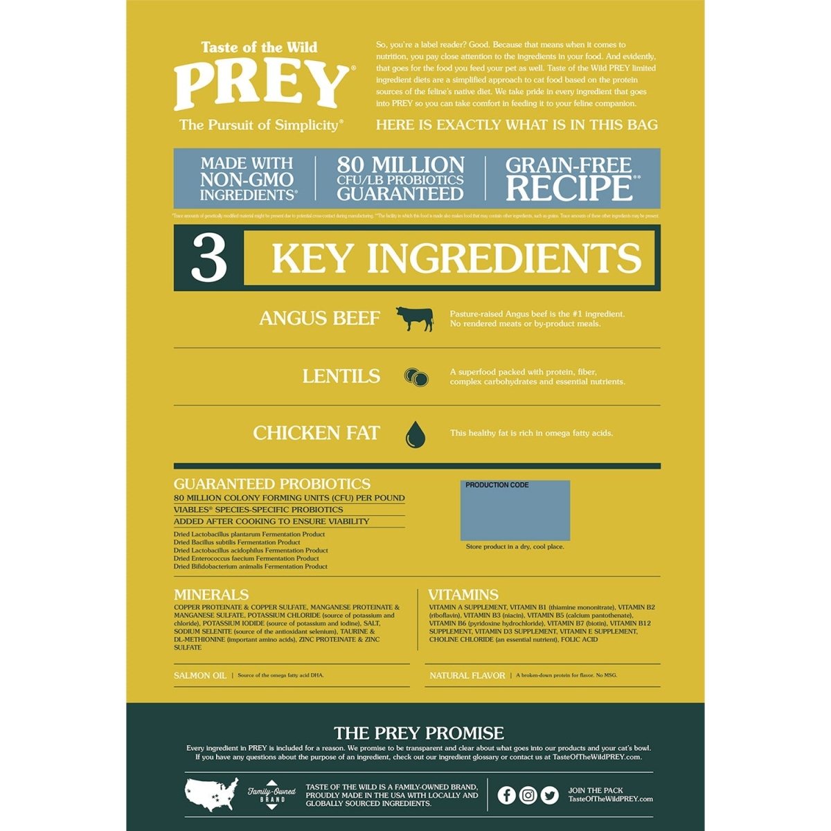 PREY Angus Beef Limited Ingredient Formula for Cats - 2.7kg (6 lbs) - Shopivet.com