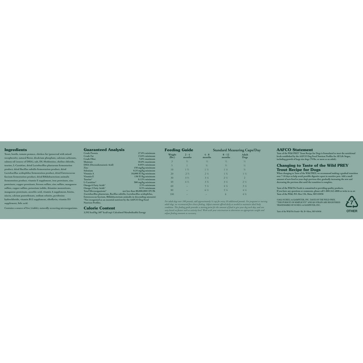 PREY Trout Limited Ingredient Formula for Dogs - 11.4kg(25 lbs) - Shopivet.com