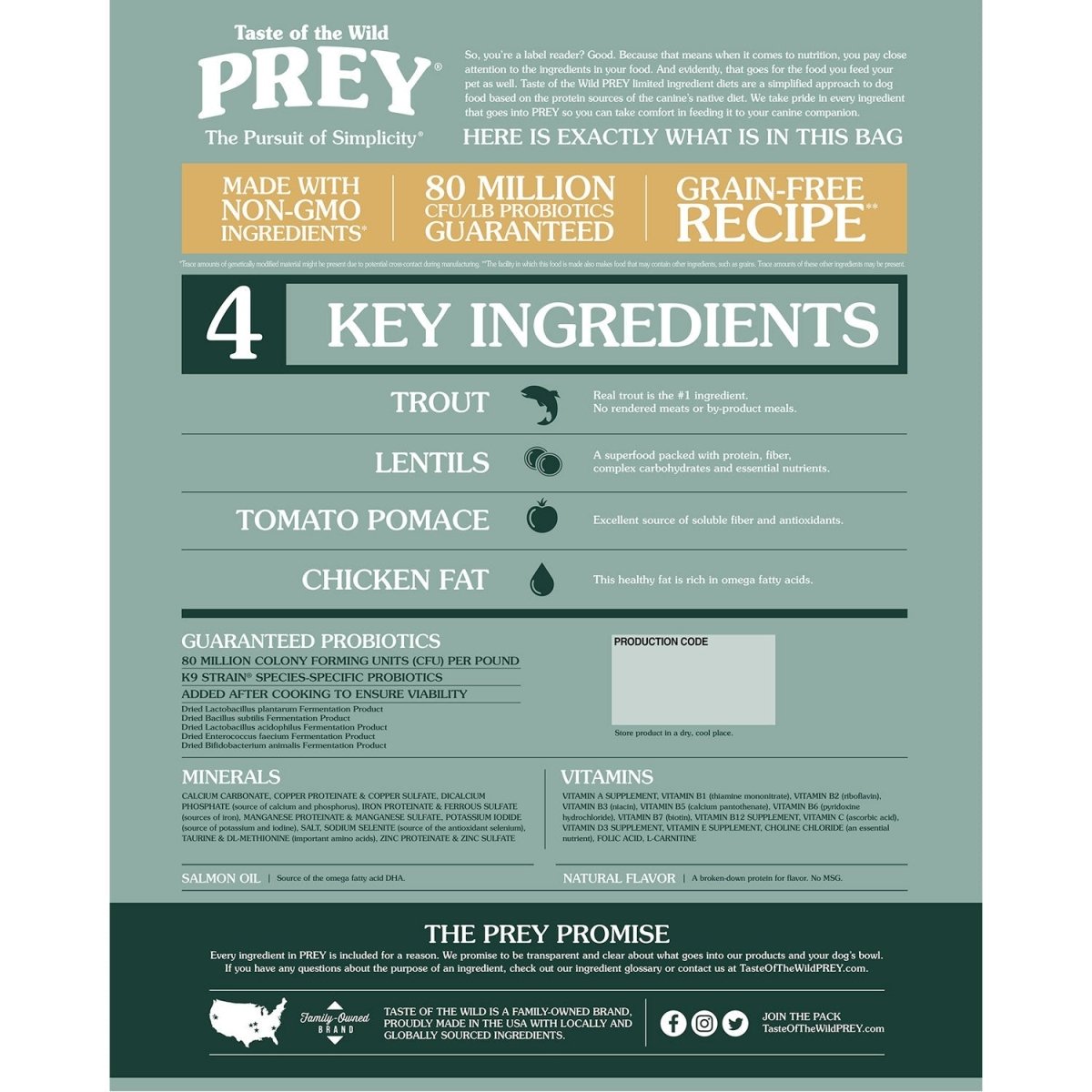PREY Trout Limited Ingredient Formula for Dogs - 11.4kg(25 lbs) - Shopivet.com