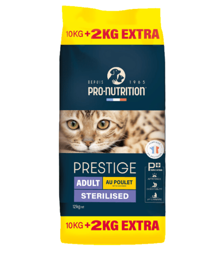 Pro nutrition Prestige Cat Adult Sterilised Chicken 10+2Kg - Shopivet.com