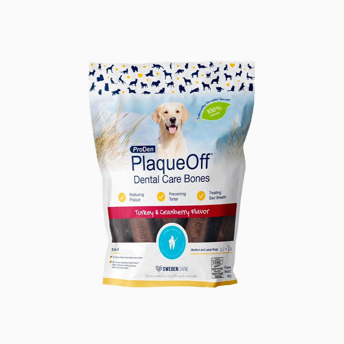 ProDen PlaqueOff Dental Care Bones - Turkey & Cranberry  482 g