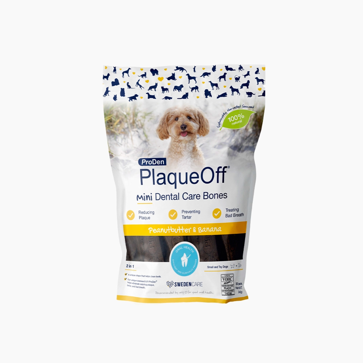 ProDen PlaqueOff Mini Dental Care Bones - Peanut Butter & Banana 340 g
