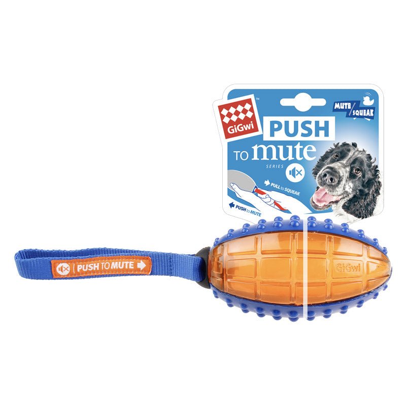 Push to Mute Rugby Ball ( Blue/Orange Solid/Transparent ) - Shopivet.com