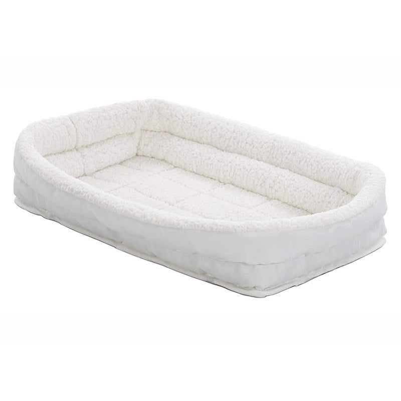 Quiet Time Deluxe Fleece Double Bolster Bed White - 30 inch - Shopivet.com